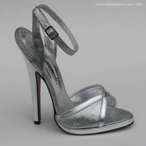 Silver glitter & leather 6inch high heels stiletto sandals. www.Italianheels.com/1885 #highheels