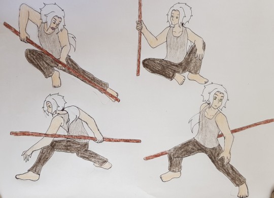 Battle Poses - Fighting staffs jump pose | PoseMy.Art