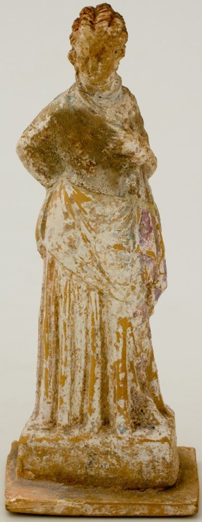 harvard-art-museums-sculpture:Standing Woman, 323-31 BCE, HAM: SculptureYoung woman standing in a ch