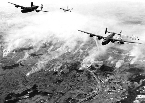 A formation ofConsolidated B-24 Liberators, of Major General Nathan F. Twining’sU.S. Army 15th