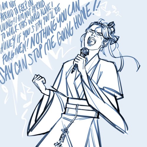 shang qinghua by himself lmaoohe singing wangxian, i will survive, that one song idk the name of, fa