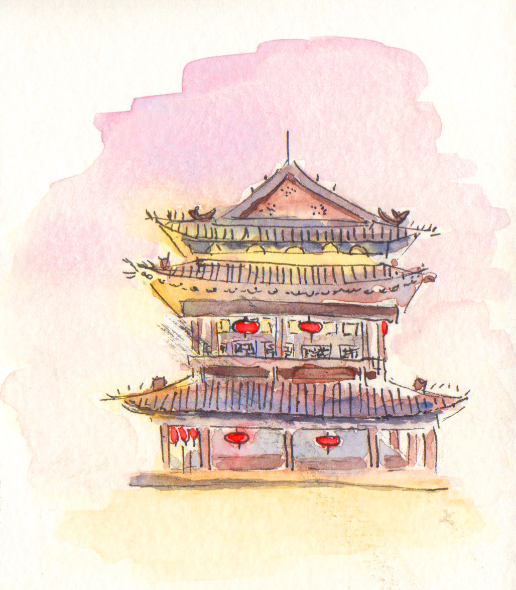 Waterpaperink — Xi'an Watercolor And Micron 0.5 Pen Mini Sketch...