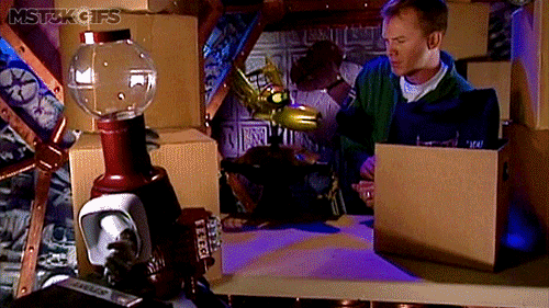 mst3kgifs:People everywhere stand around water coolers chuckling over my hijinks from the night befo