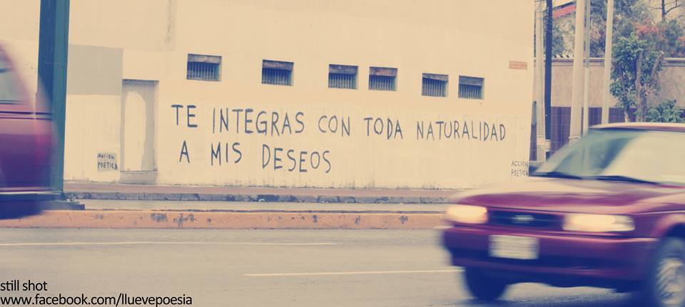 accionpoeticaamerica:  Te integras con toda naturalidad a mis deseos
