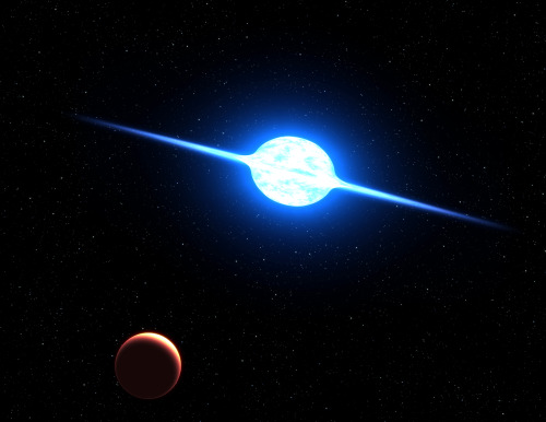 This is an artist&rsquo;s concept of the fastest rotating star found to date. The massive, bright yo