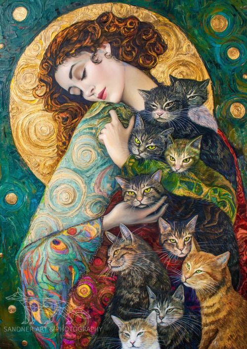Cat Whirlwind Klimt Inspired Image