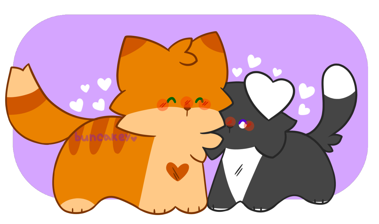 prompthunt: Firestar and Ravenpaw sitting next to each other