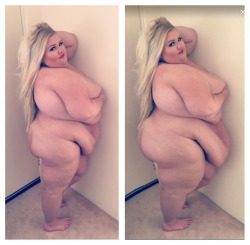 katiedeluxebbw:How hot is this photoshopped morphe of my photo?help feed me and make me as fat as the second photo 🐷🐷🐷 http://clips4sale.com/katiedeluxe-bbw