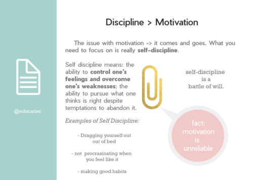 educatier: Masterpost 4 out of 50: The Motivation  Self-Discipline Masterpost  It’s better to work 