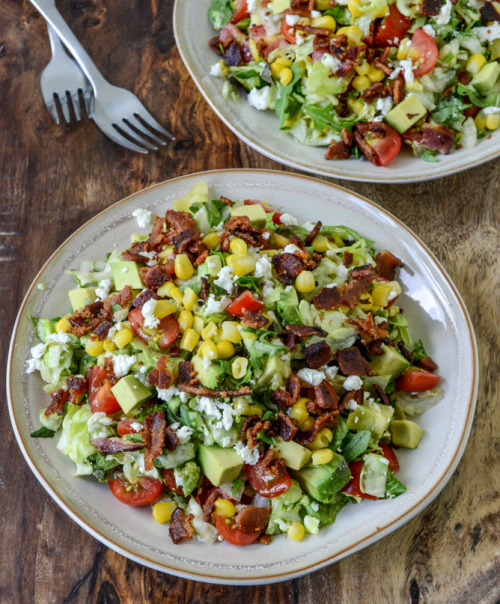 gastrogirl:  blt chopped salad with corn, feta, and avocado.