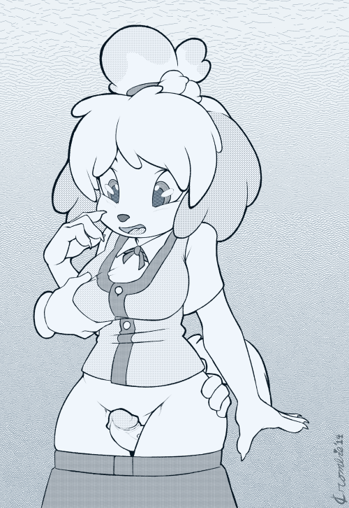 cromboi:  Isabelle Because I’m furry trash, and I ended up reading Belle’s Love Vacation, that just made me really want to draw Isabelle so, here you guys go. Also I recently got a set of Doujin/mango screen-tones that I wanted to try and play with,