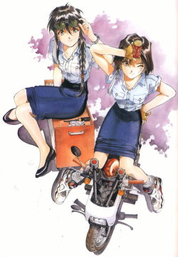 k32ru:  yousing:  sui:  sirousagimoon:  air jordan can fujishima kousuke gloves highres kobayakawa miyuki police uniform policewoman scooter shoes skirt sneakers sunglasses toolbox tsujimoto natsumi you’re under arrest