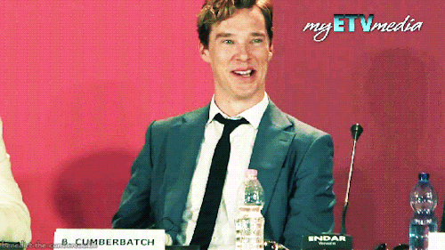 benedict-the-cumbercookie:Benedict Cumberbatch being  interviewed at the Venice film festival for Ti