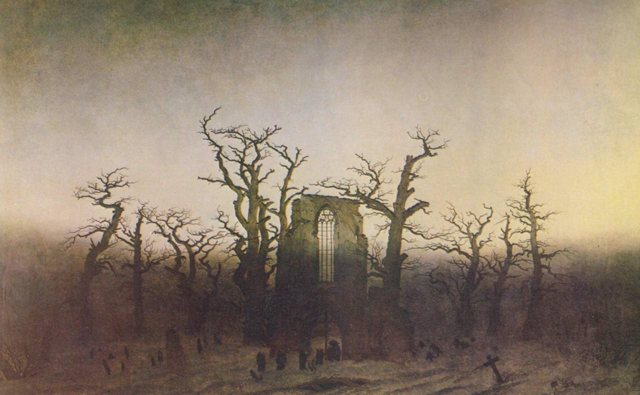 deadpaint:  Caspar David Friedrich, Abbey in an Oak Forrest (1809-10)