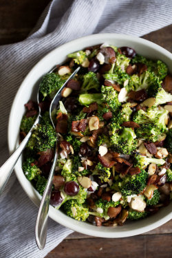 fashion-clue:  fattributes:  Broccoli Salad with Grapes, Bacon and Almonds  www.fashionclue.net | Fashion Tumblr, Street Wear, Travel &amp; Food