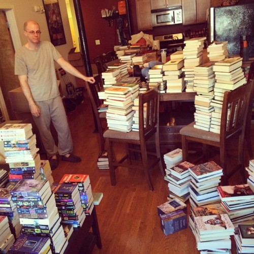 thetavernknight:  michaelbaileywriter:  storiedthreads:  All of our books have been unpacked. Now we just need to shelve them all…  You know how they say the best thing writers can do to improve their craft is read a lot? I think this speaks to that.