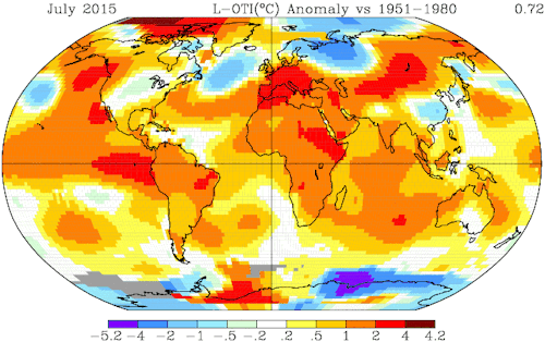 Hottest July on Record Counting July there have been 7 months in the 2015 calendar year. Out of thos