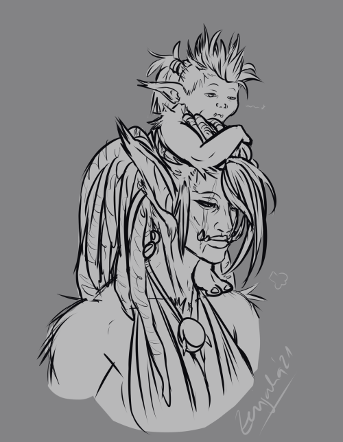 being a mom is hard sometimes #amanisalla and her VERY tired son Quar'Shak #troll #wowtroll #zenjaka