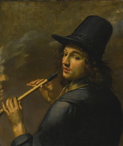 Blastedheath:  French School, Young Man Playing A Recorder, 17Th Century. Oil On