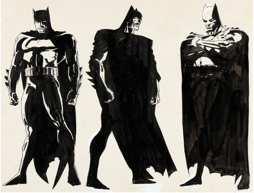 thebristolboard: Dark Knight sketches by Frank Miller, circa 1989.