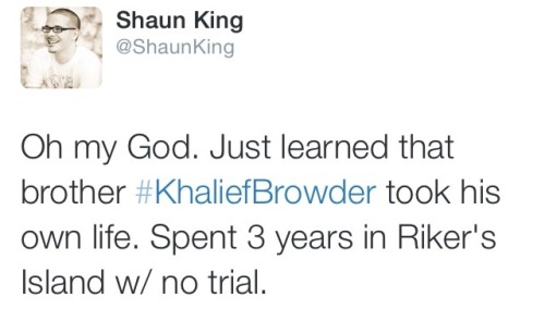 krxs10:  Teenage boy accused of taking a backpack. The courts took the next three years of his life w/o trial. Boy then commits Suicide.  A young man named Kalief Browder, 22, who spent three years on Rikers Island without being convicted of a crime,