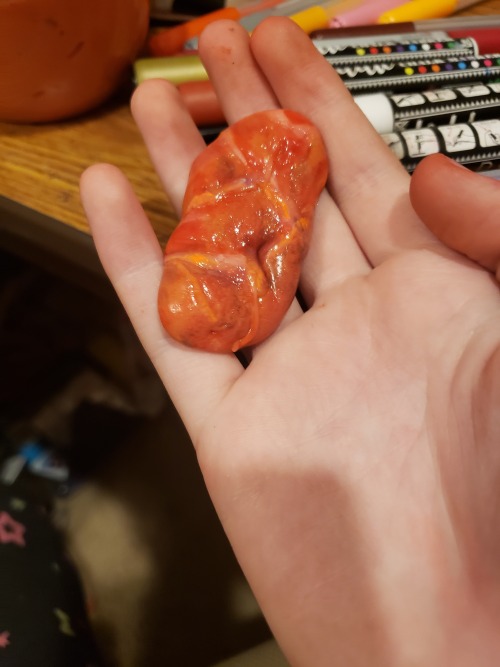Tw Something That Looks Bit Like Realistic Meat (its Slime Painted With Markers)