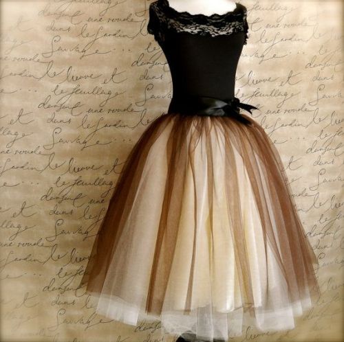 retro-girl811:Two-Tone Tulle Cocktail Dresses