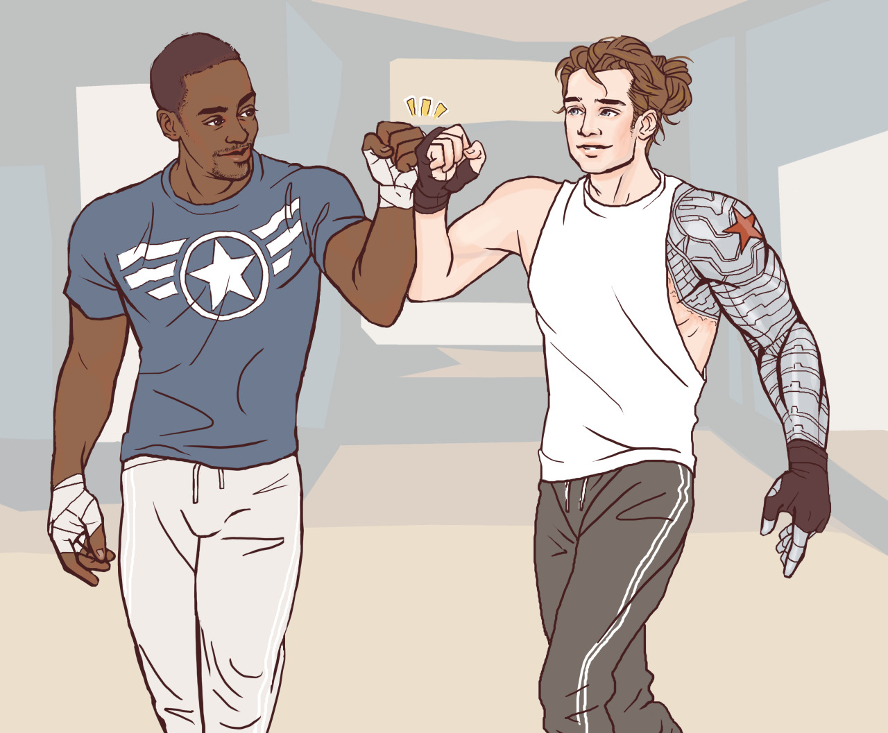 artofobsession:  Flat color commission of Sam Wilson and Bucky Barnes, for someone