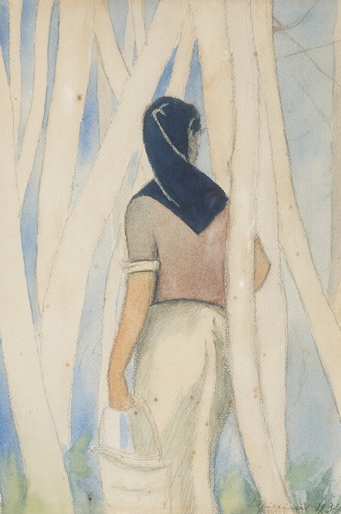 amare-habeo: Leon Spilliaert (Belgian, 1881-1946)Woman with basket in the woods (Femme au panier dan