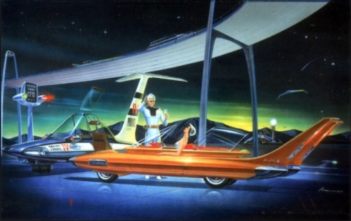 1950s retrofuturistic art by James R. Powers.The house of the future (second image)—I could live the