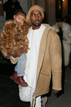 kuwkimye:  Kanye &amp; North out in NYC - February 14, 2016