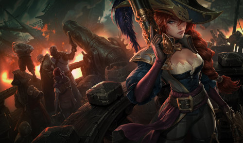 cybercircuitz:  cyberclays:  League of Legends: Captain Fortune - by Jason Chan More selected Captain Fortune related art on my tumblr [here]  Follow for more corporate approved content. Remember, corporate “loves” you. 