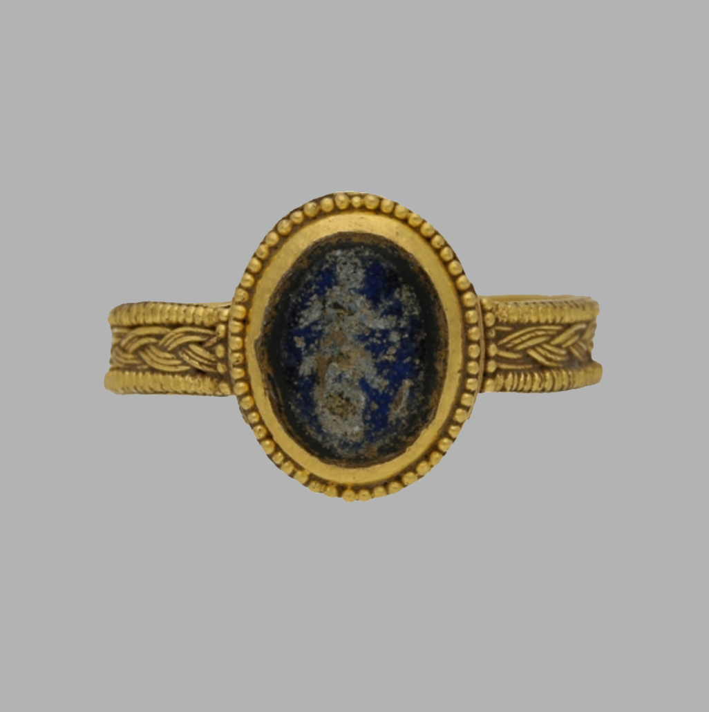 gemma-antiqua: Ancient Roman gold and blue stone ring, dated to the 1st to 2nd century