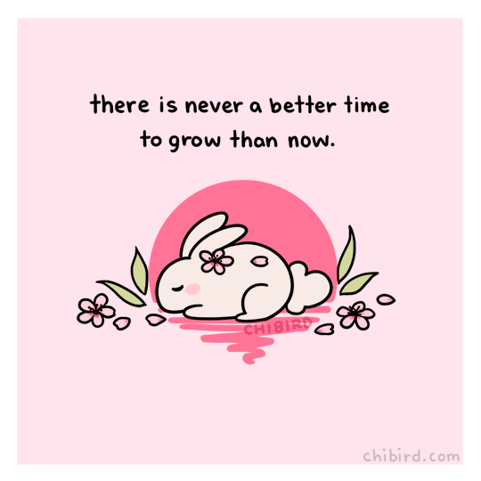chibird:  A cherry blossom bunny encouraging you to grow! 🌸 It’s never too late.