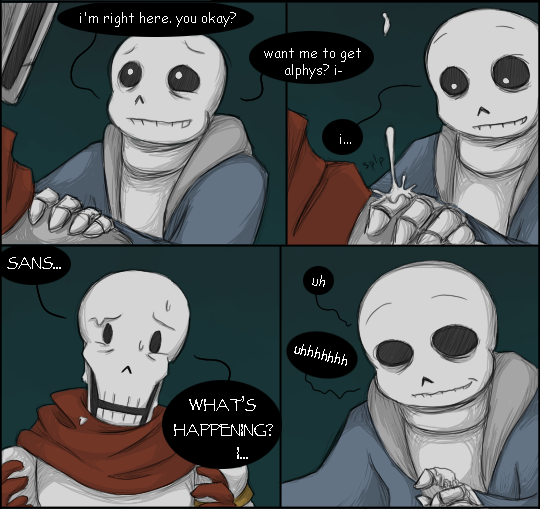 zarla-s:  This may be the worst idea I’ve ever had. Contains spoilers for the end of the True Pacifist route! The single image version is here. * It makes a joke about spaghetti. It hates its own joke.* It tidies up the place, then immediately scatters