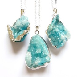 empty-casket:  Beautiful new blue Druzy crystal necklaces available at www.emptycasket.co.uk🐬  #emptycasket #crystals #druzy #necklace #blue #pretty #jewellery