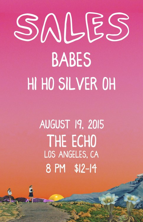 We’re playing at theechola with Sales and babesband tomorrow night. It’ll be a lovely pink sunset of