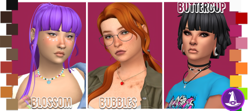 @daylife-sims Witching Hour Hair DumpDefaults & extras. Meshes required.Blossom/Bubbles/Buttercu