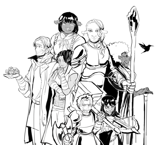 Some old and new Mighty Nein doodles, feature the rescue team in ep27-eP29, Cobalt Soul expositors, Captain Tusktooth, sexy...