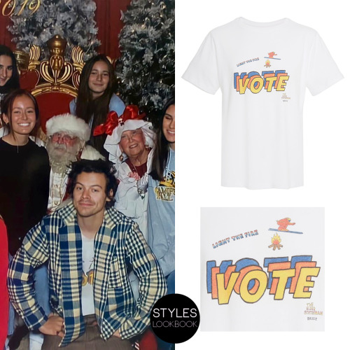 styleslookbook:Back in December 2019, Harry was pictured wearing a Rock The Vote T-shirt from The El