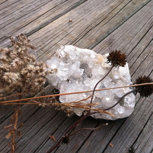 The high energy of this apophyllite is great for a house grid because it never needs charging and it