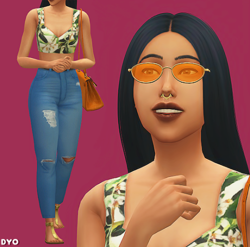 dyoreos: sunglasses | purse | top | jeans | shoes (EA Base Game)Thank you to all the cc creators:&nb
