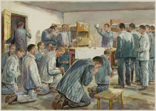 Jan Komski - Holy Mass at Auschwitz.Komski was an inmate at the camp, number 564.