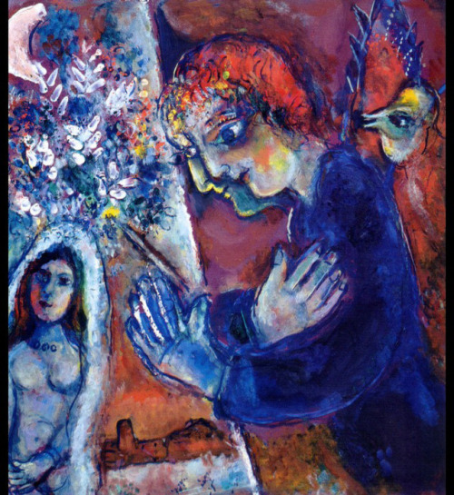 artist-chagall:  Artist at Easel via Marc Chagall Size: 55.5x49 cmMedium: oil on canvas