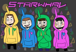 dannyavidan:  so i watched the starwhal steam rolled the other day and i forgot to post my dumb doodle of four cuties in starwhal-themed hoodies uwu 