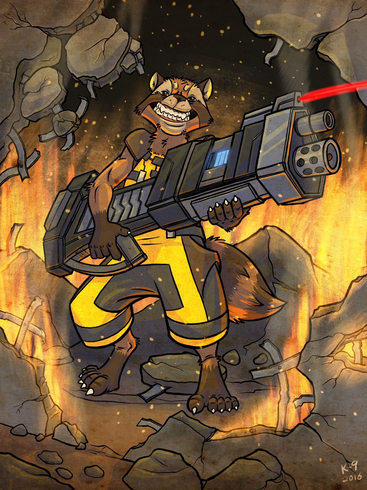 k-9arts:  Rocket Raccoon loving his gun! Pushing the iPad pro a little farther than