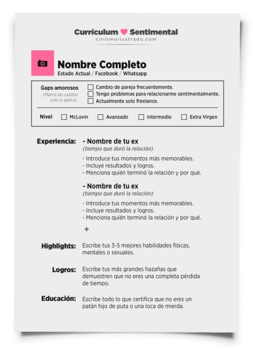 cinismoilustrado:  Currículum Sentimental