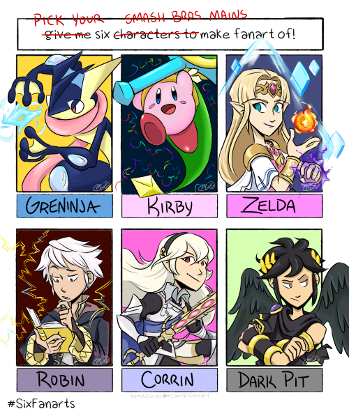 Draw six round one! I got a suggestion on Instagram to draw my top six smash bros mains and ended up