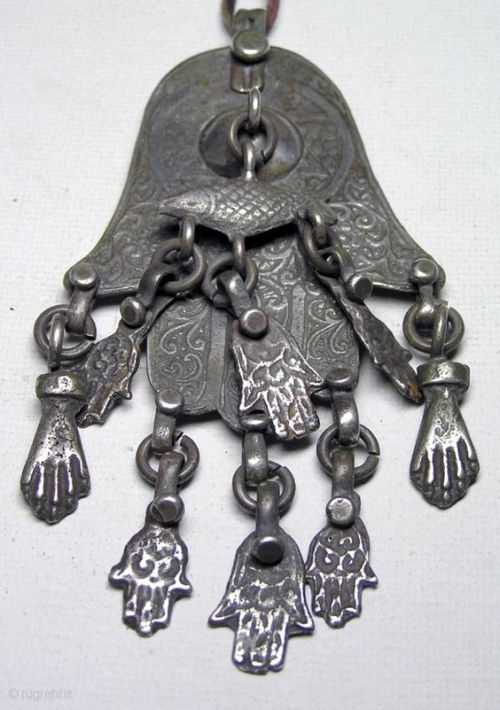 Jewish khamsa amulet from Essaouira, Morocco c. 1900 (source)