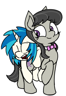 coatieyay:Octavia was requested, and I delivered, with a free bonus DJ. Good thing earth ponies are strong.&lt;3